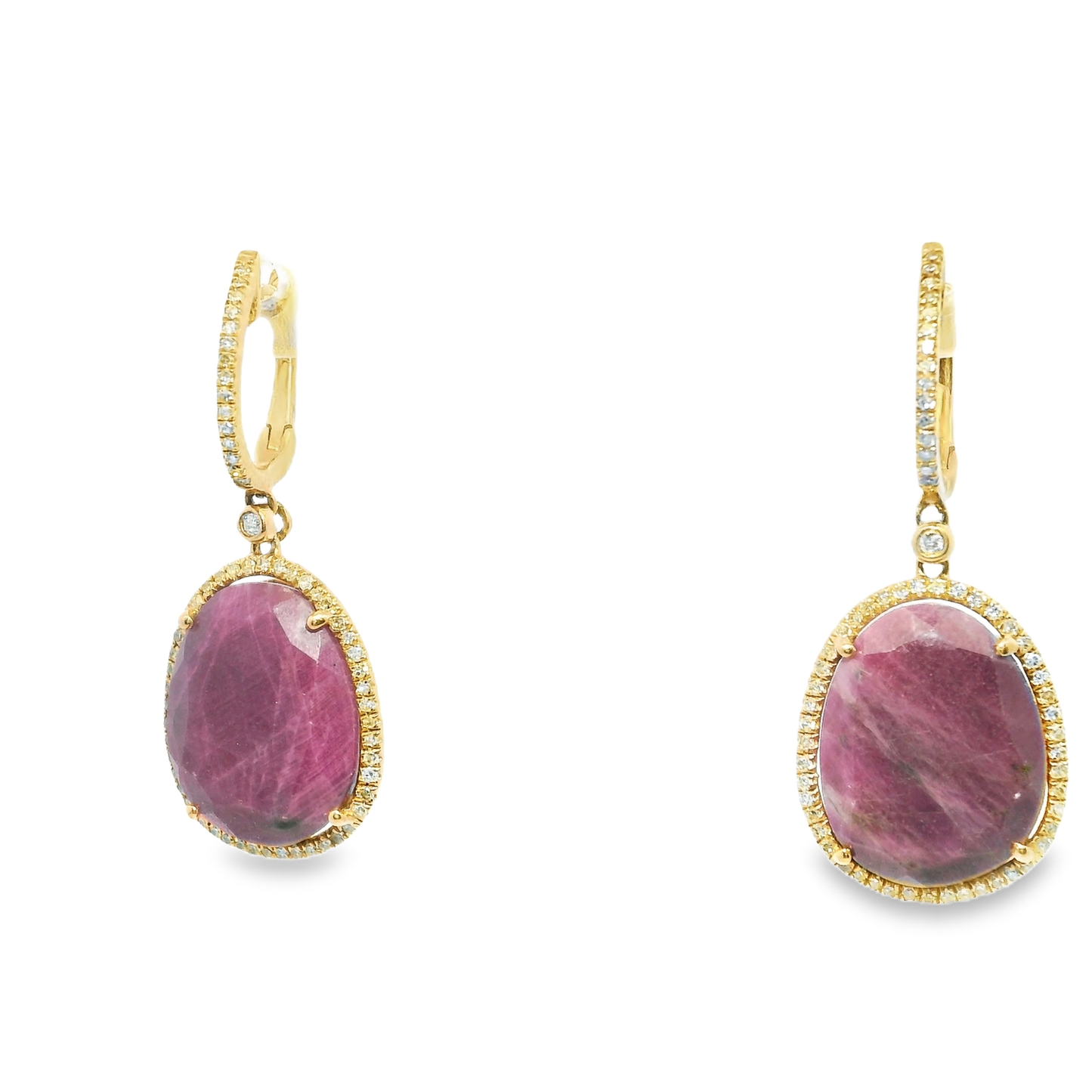 0.36CT Diamond Ruby 14k Rose Gold Earring