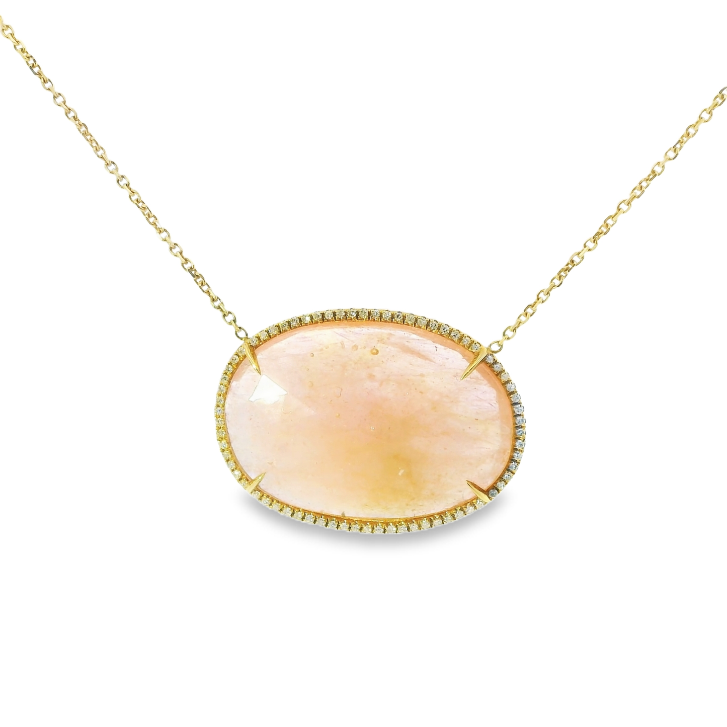 0.30CT Diamond With Sapphire 14k Yellow Gold Pendant