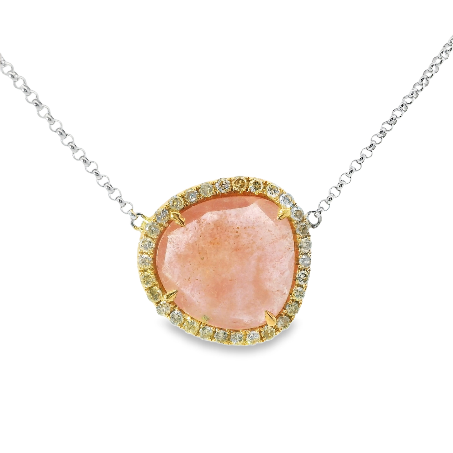0.85CT Diamond with Sapphire 18k White Gold Pendant