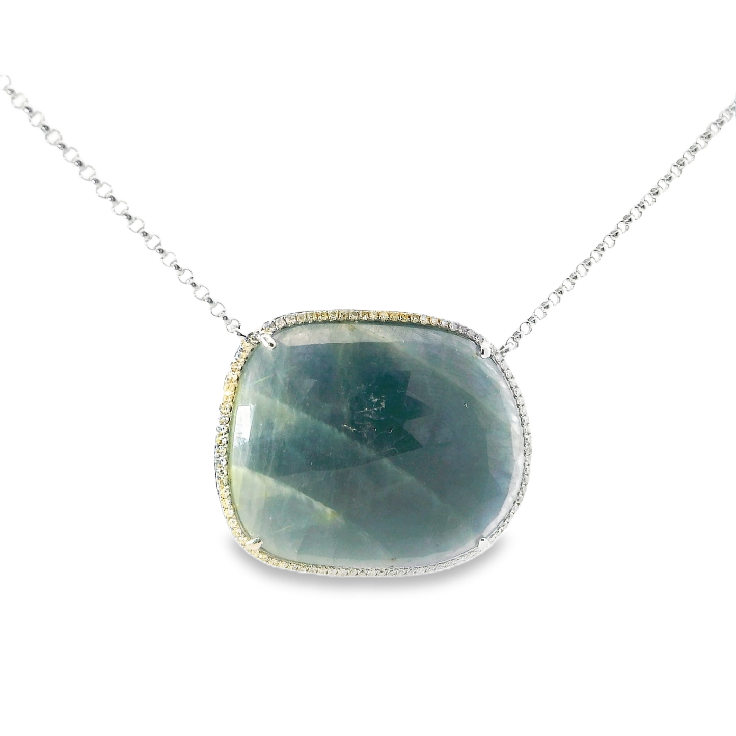 0.26CT Diamond With Blue Sapphire 18k White Gold