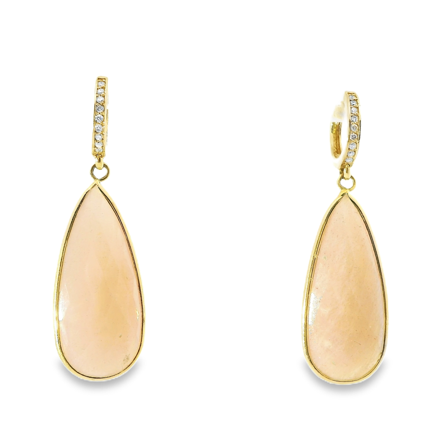 0.15CT Diamond with Peach Moon 14k Yellow Gold Earring