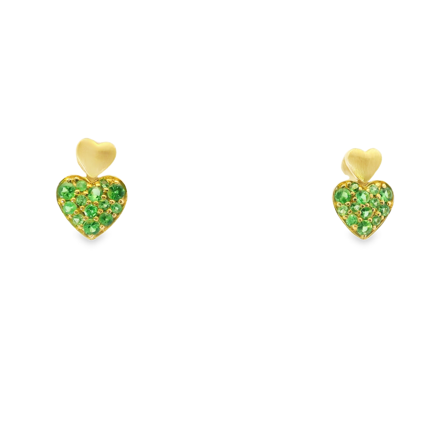 0.64CT Green Sapphire 14k Yellow Gold Earring