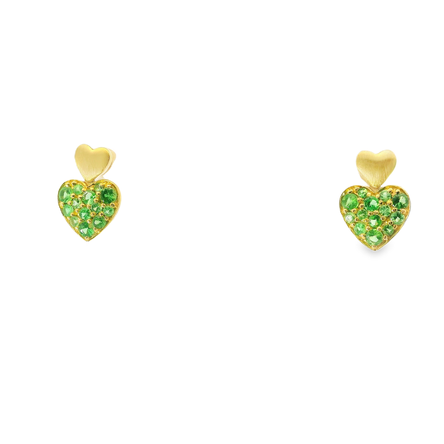 0.64CT Green Sapphire 14k Yellow Gold Earring