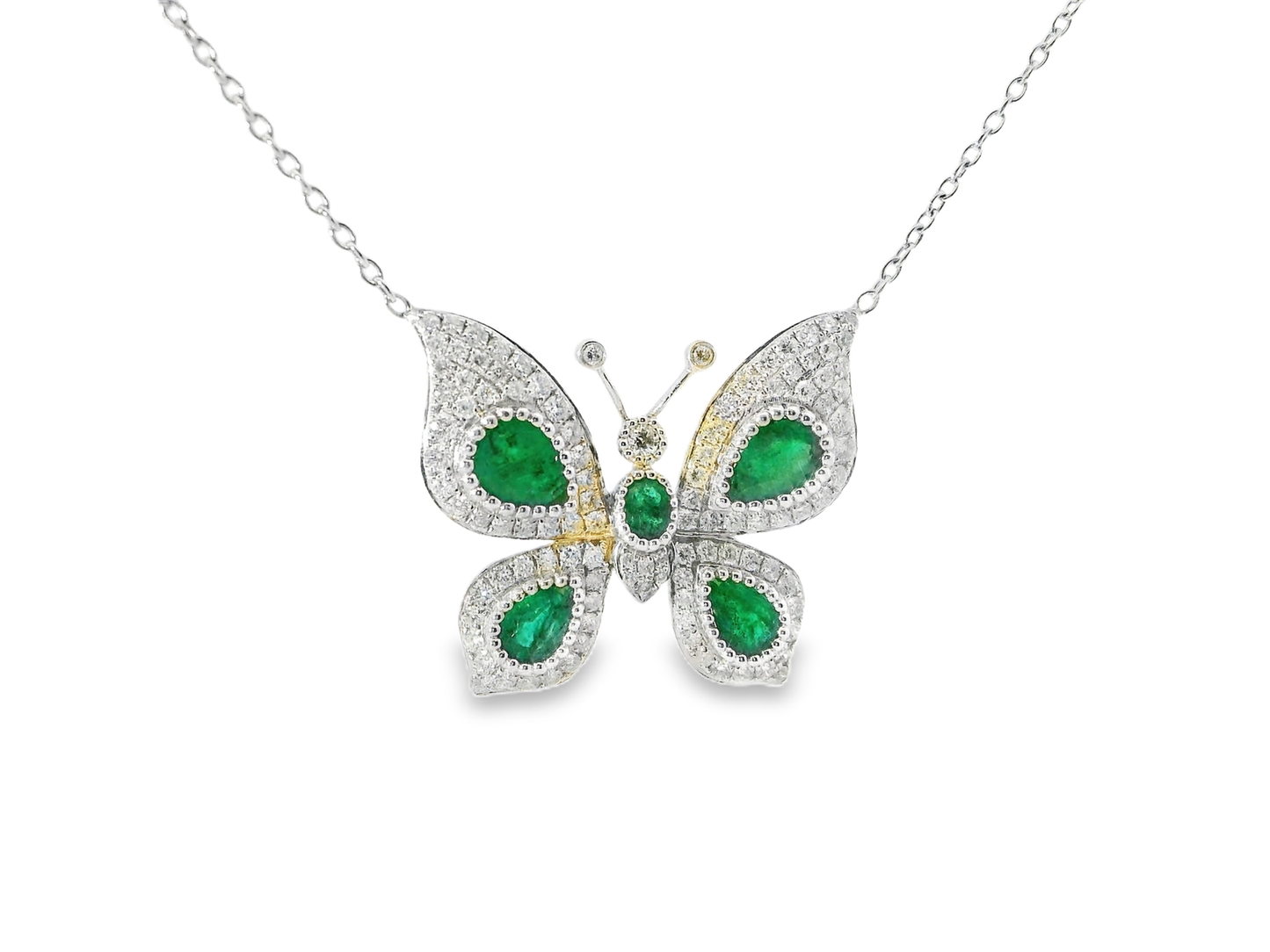 1.25CT Diamond 2.23CT Emerald 18k White Gold