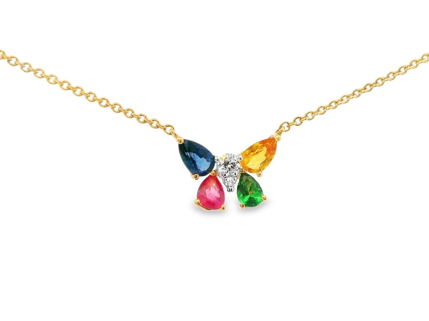0.07CT Diamond 0.92CT Mixed Sapphire 14k Rose Gold Pendant