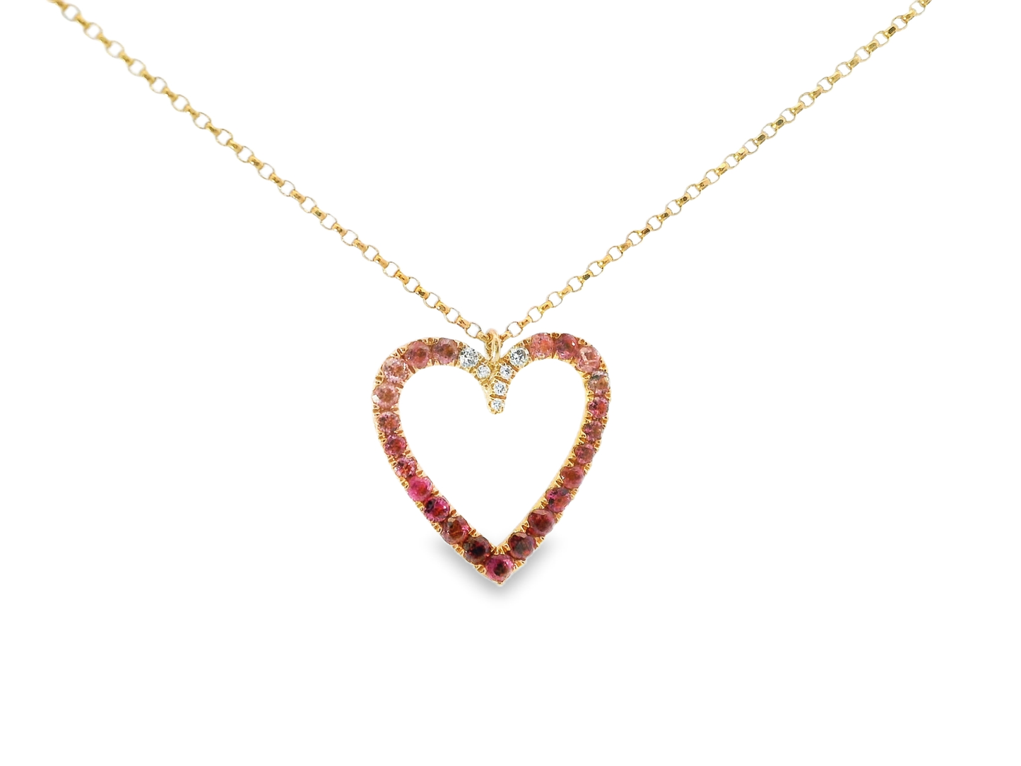 0.05CT Diamond 0.55CT Pink Tourmaline 14k Rose Gold Pendant