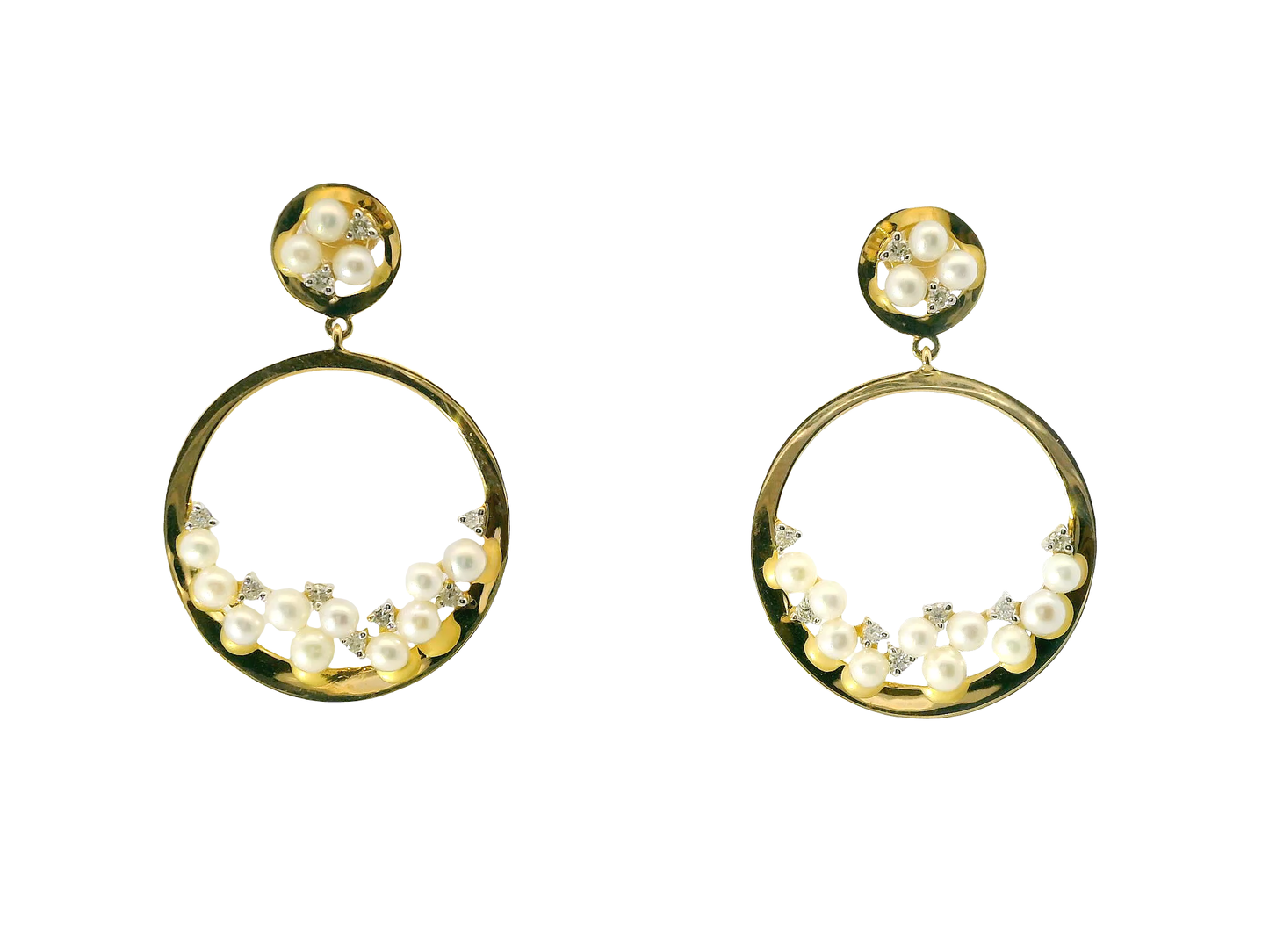0.18CT Diamond 14k White Gold Pearl Earring