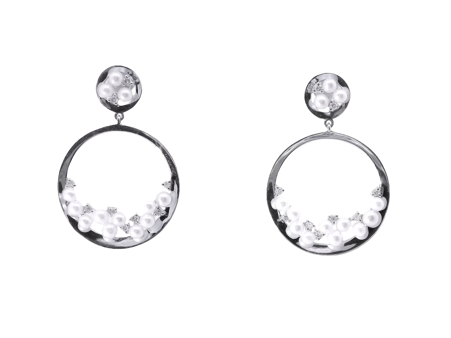 0.18CT Diamond 14k White Gold Pearl Earring