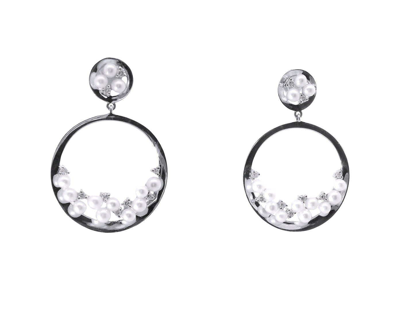 0.18CT Diamond 14k White Gold Pearl Earring