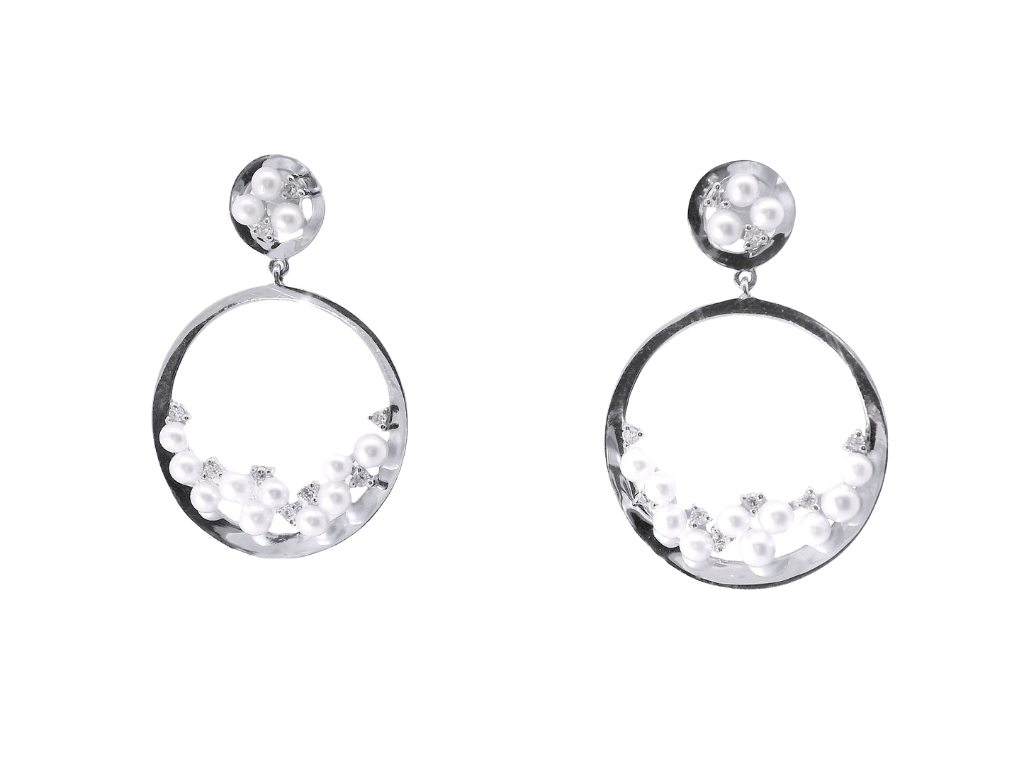 0.18CT Diamond 14k White Gold Pearl Earring
