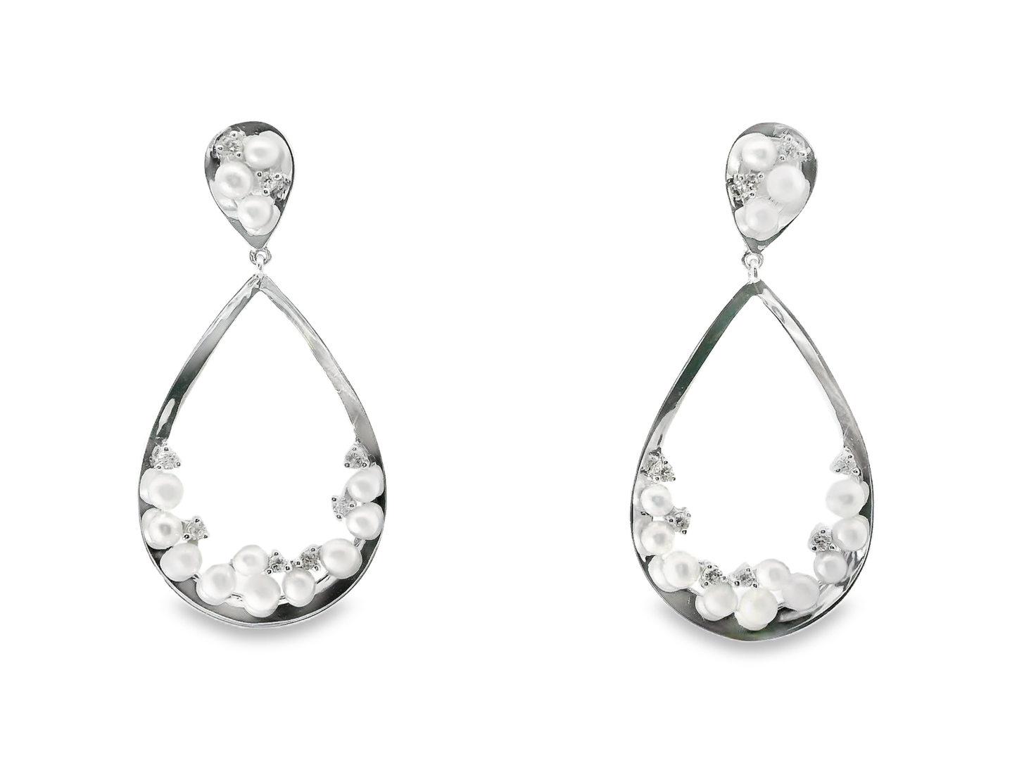 0.16CT Diamond 14k White Gold Pearl Earring
