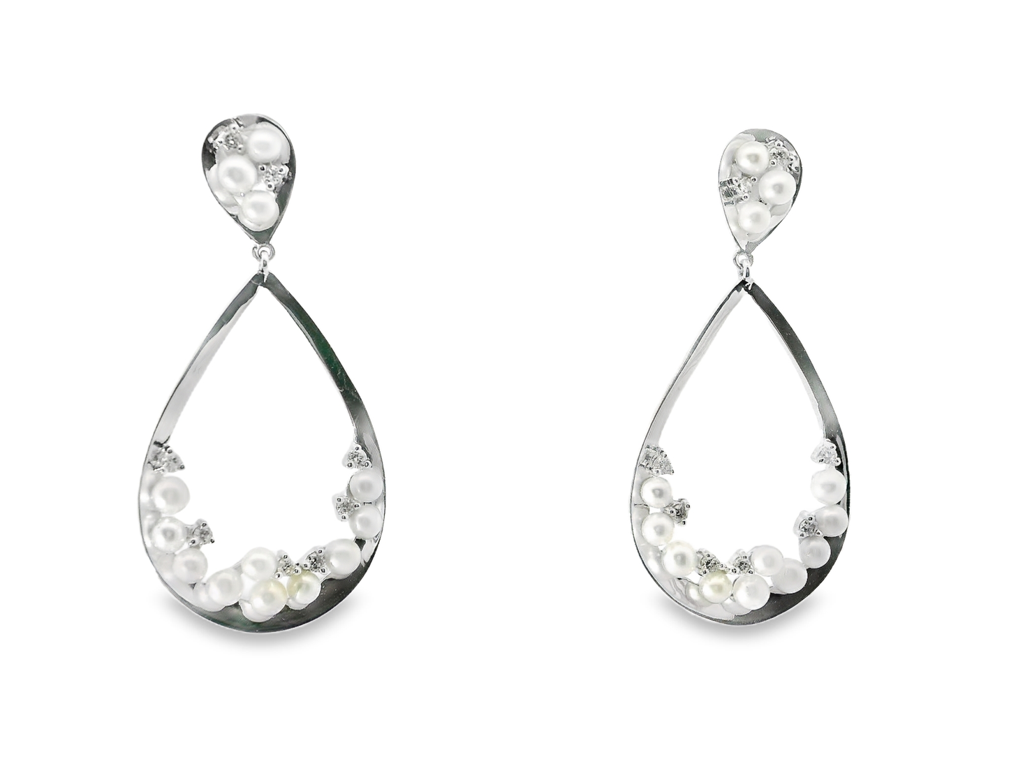 0.16CT Diamond 14k White Gold Pearl Earring