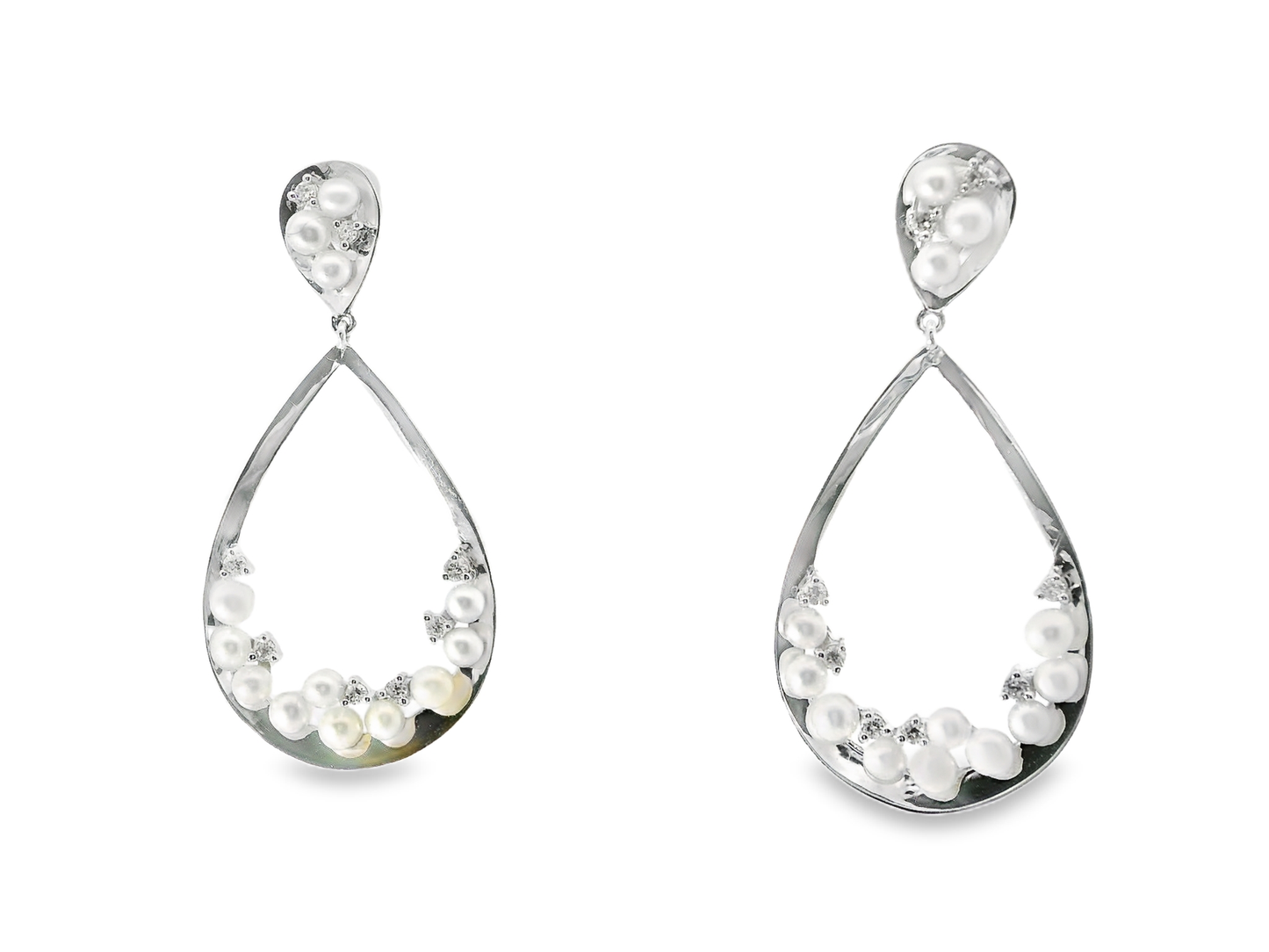 0.16CT Diamond 14k White Gold Pearl Earring