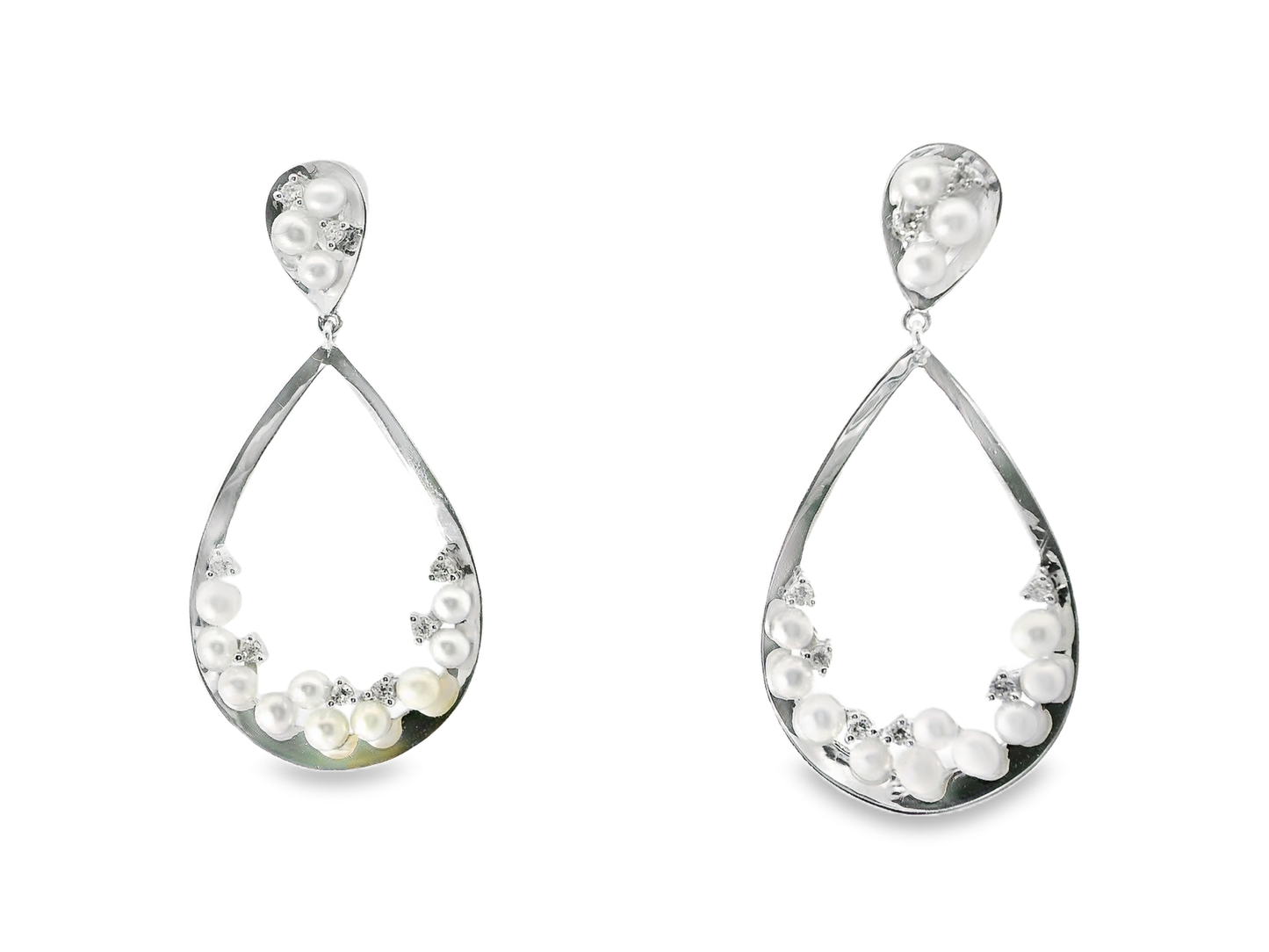 0.16CT Diamond 14k White Gold Pearl Earring