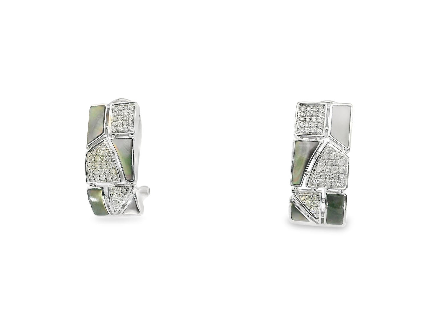 0.33CT Diamond with Black Shell 14k White Gold Earring