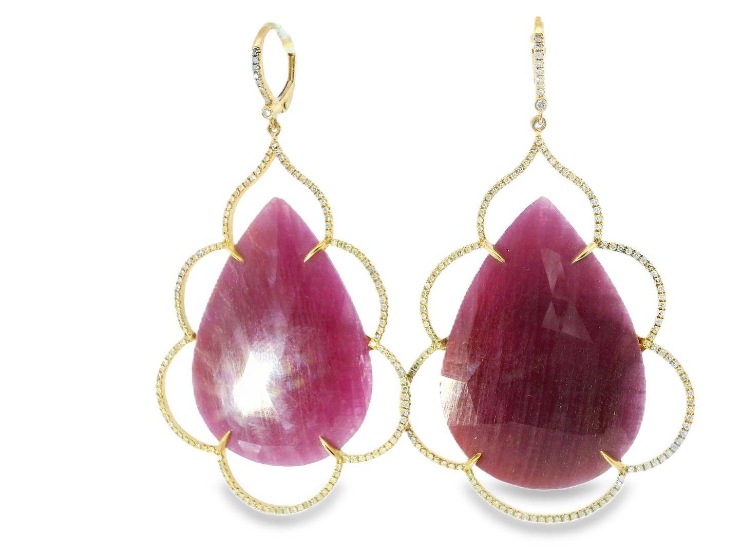 1.50CT Diamond with Ruby 14k Yellow Gold Earring