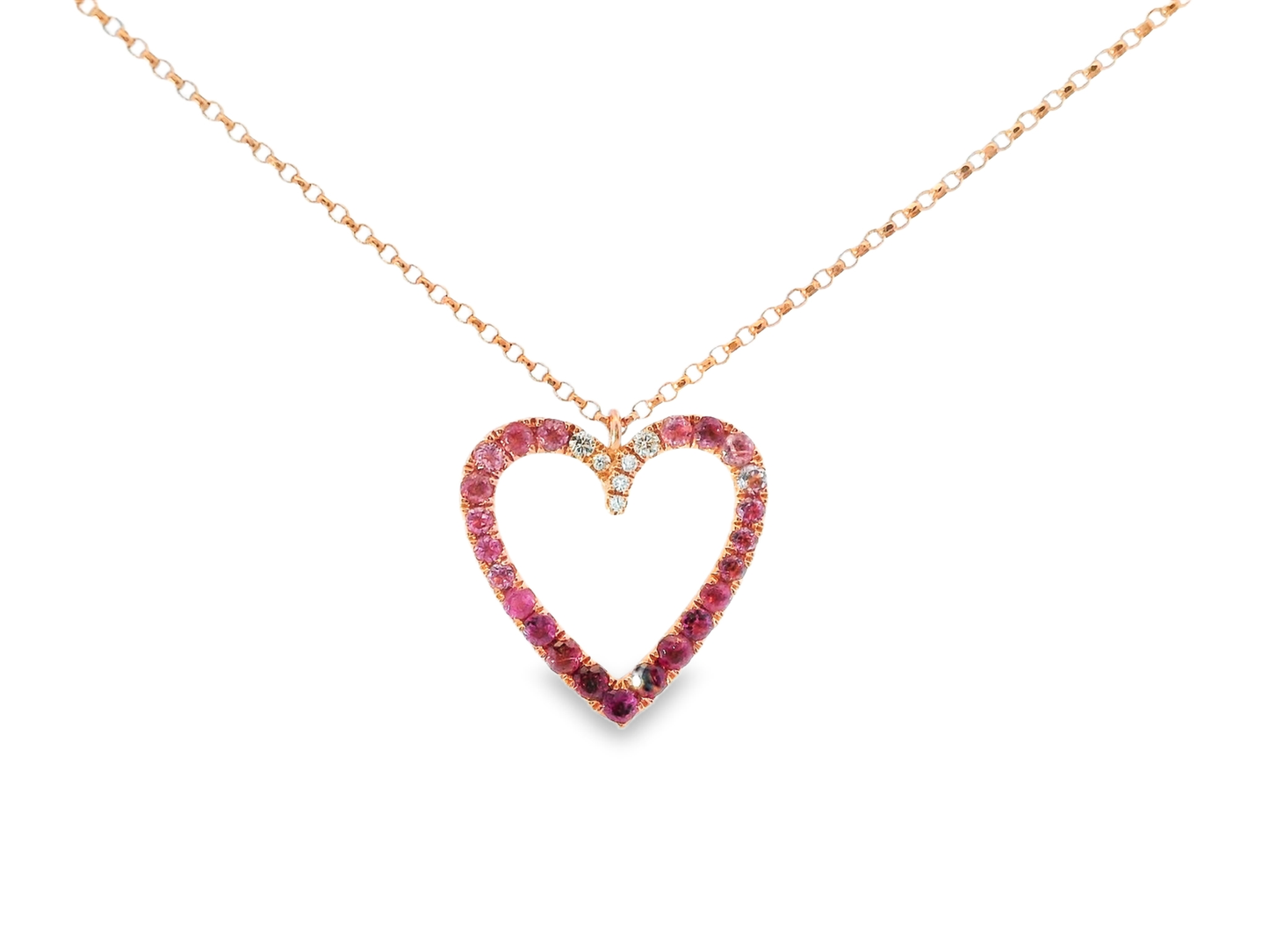 0.05CT Diamond 0.55CT Pink Tourmaline 14k Rose Gold Pendant