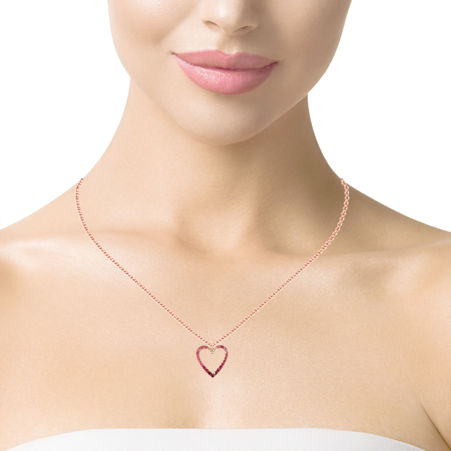 0.05CT Diamond 0.55CT Pink Tourmaline 14k Rose Gold Pendant