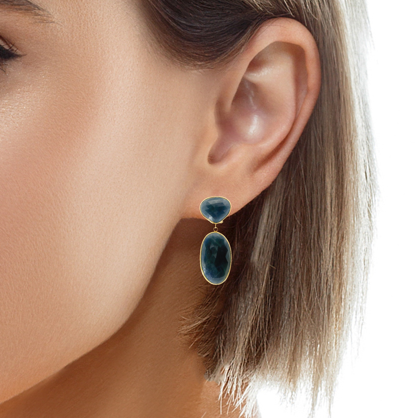 Blue Sapphire 14k Yellow Gold Earring