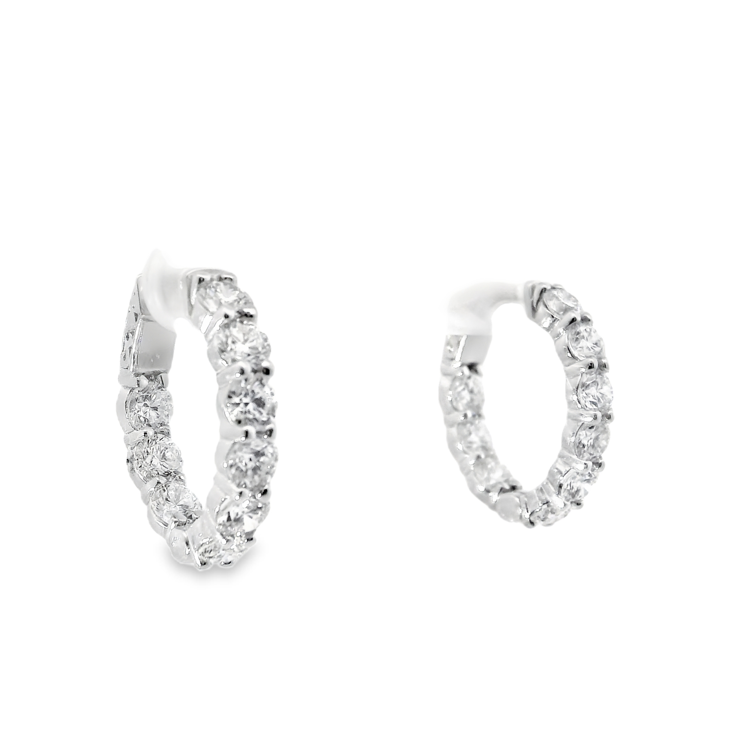 5.25CT Diamond Hoop Earrings 14k White Gold