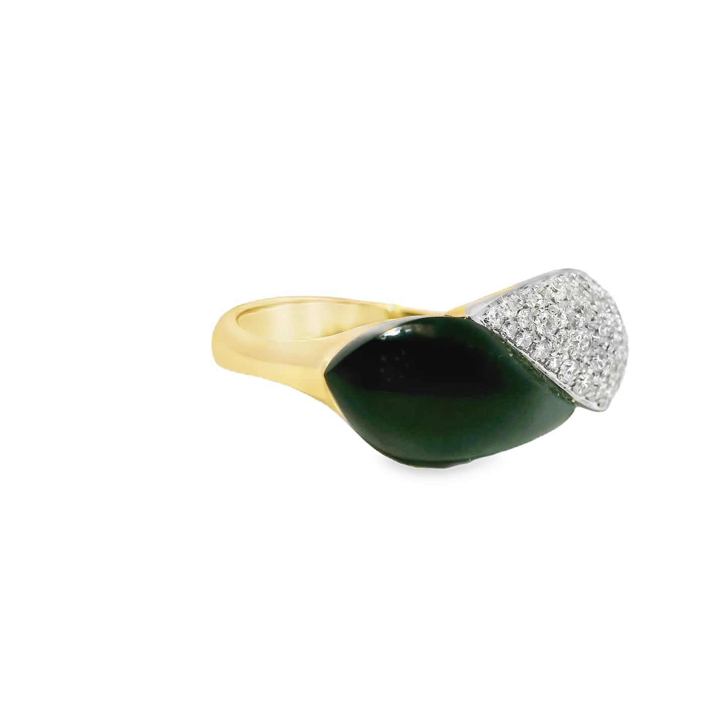 0.56CT Diamond with Black Agate 14k Yellow Gold Ring