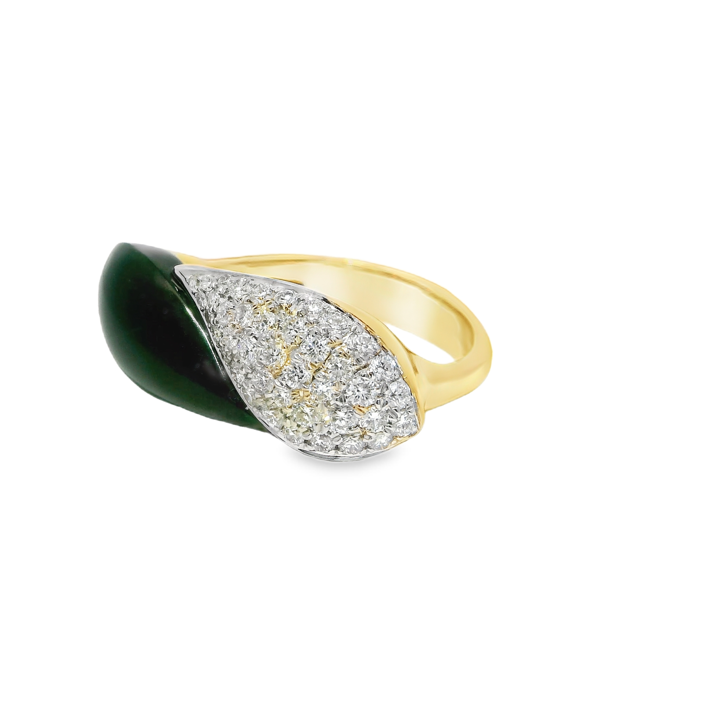 0.56CT Diamond with Black Agate 14k Yellow Gold Ring