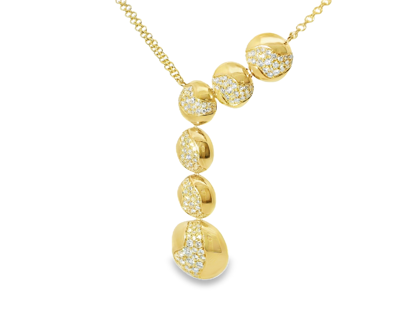 1.62CT Diamond 14k Yellow Gold Water Fall Pendant