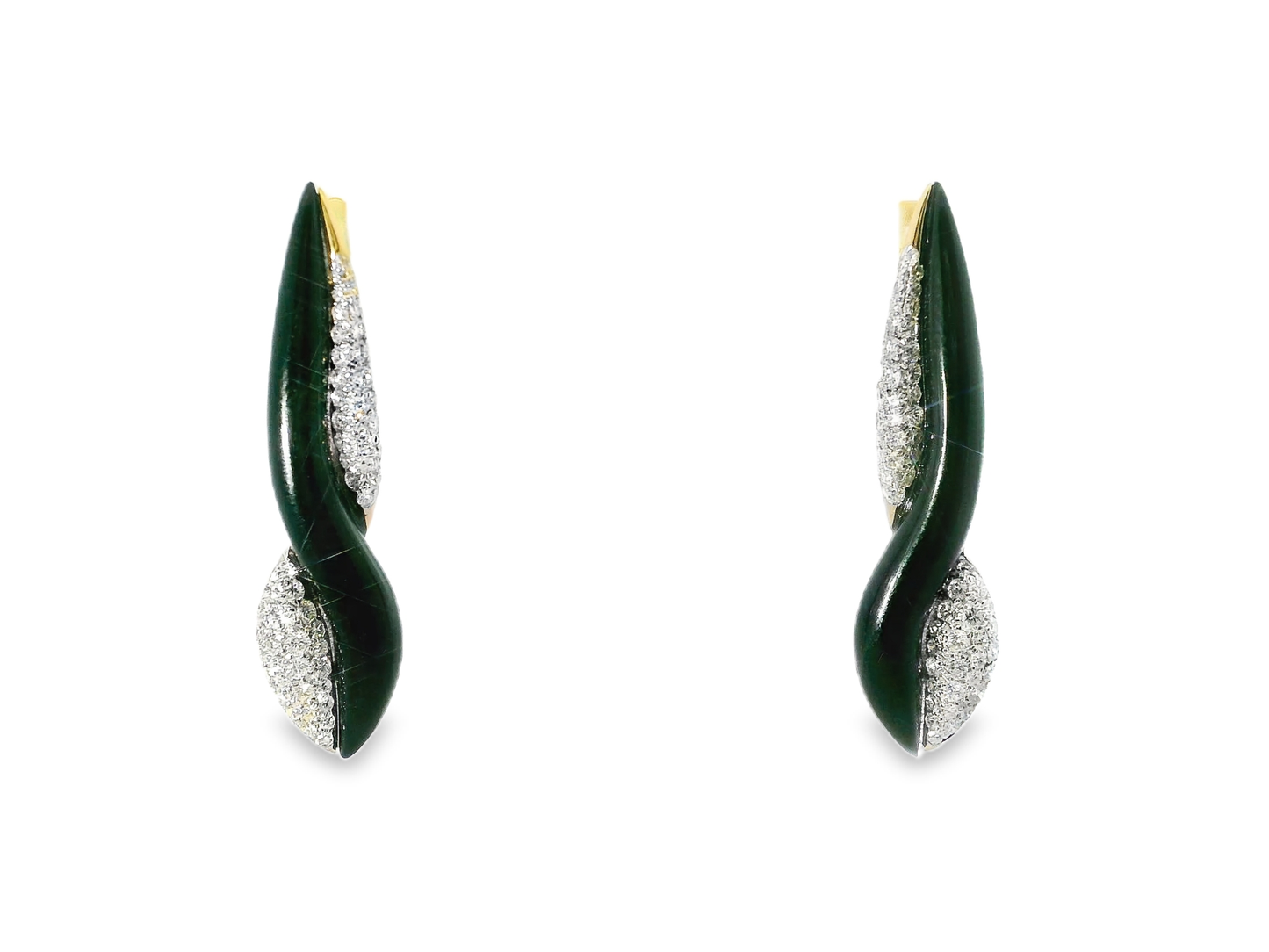0.87CT Diamond with Black Agate 14k Yellow Gold Earring