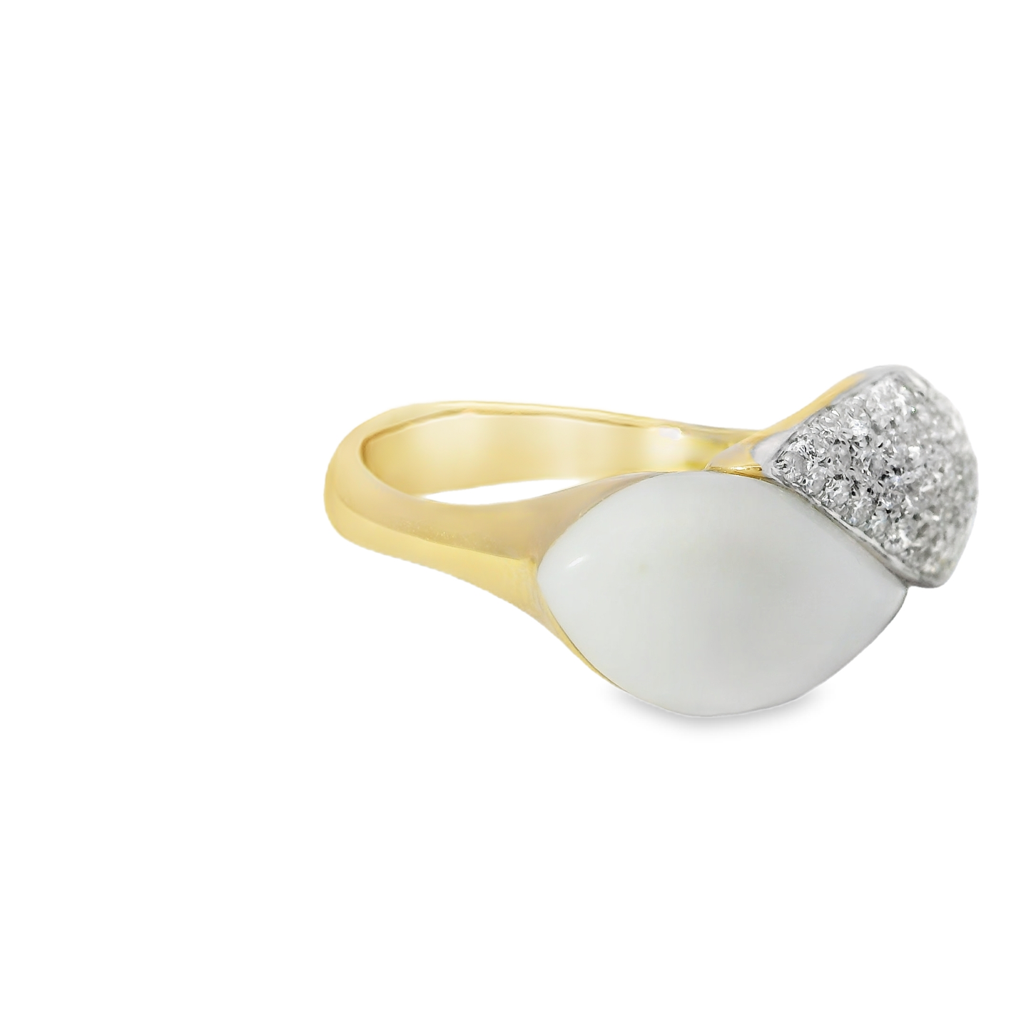 0.56CT Diamond with Black Agate 14k Yellow Gold Ring