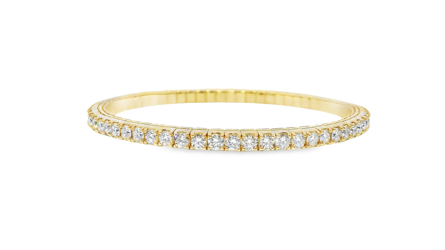 5.08CT Lab Diamond Stretch Bangle 14k Yellow Gold
