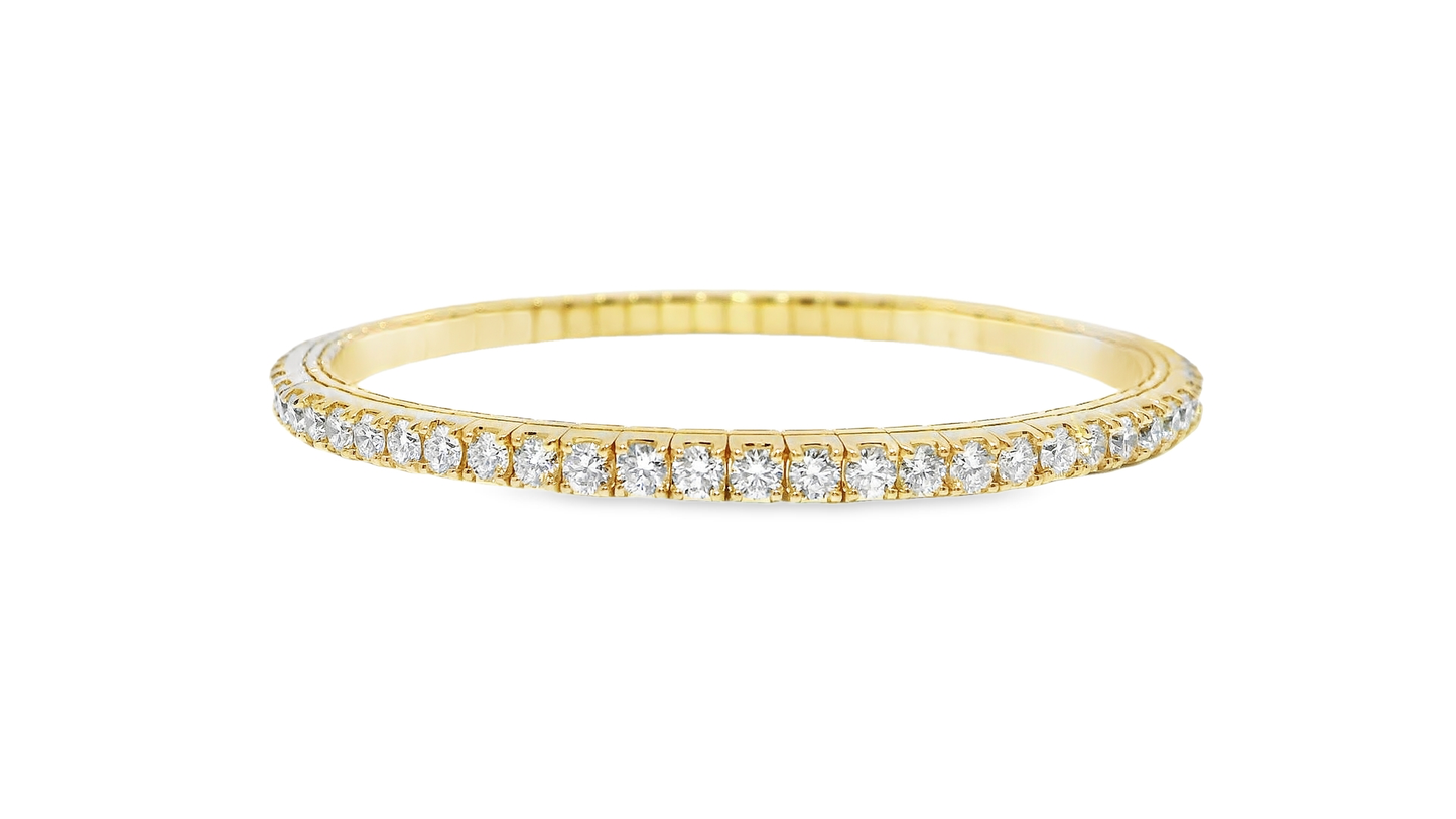 5.08CT Lab Diamond Stretch Bangle 14k Yellow Gold