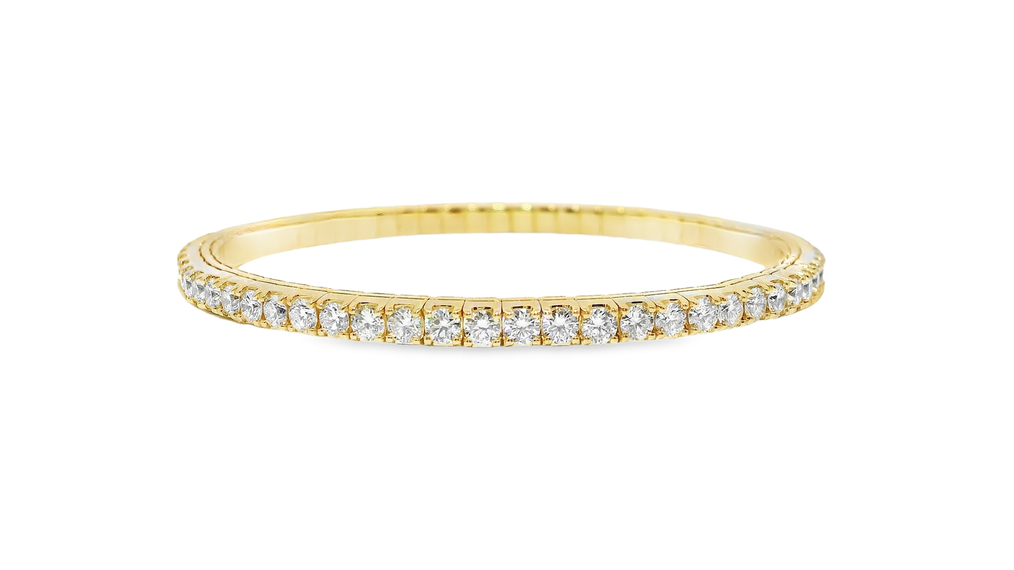 5.08CT Lab Diamond Stretch Bangle 14k Yellow Gold