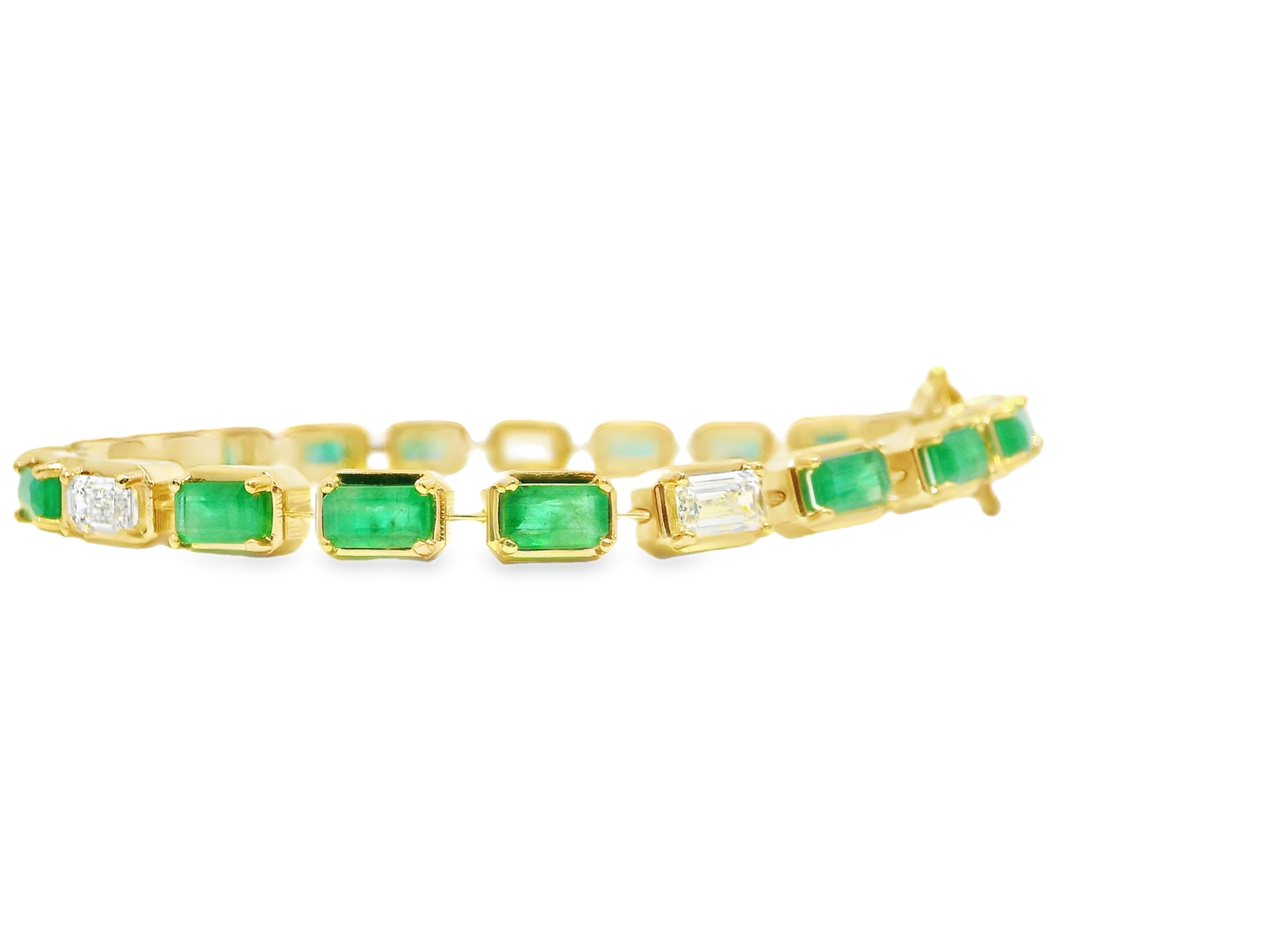 1.85CT Lab Diamond 4.25CT Emerald Cut 14K Yellow Gold Bracelet