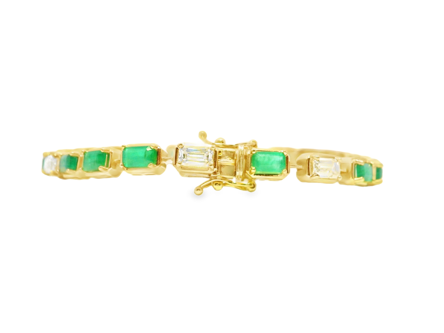 1.85CT Lab Diamond 4.25CT Emerald Cut 14K Yellow Gold Bracelet