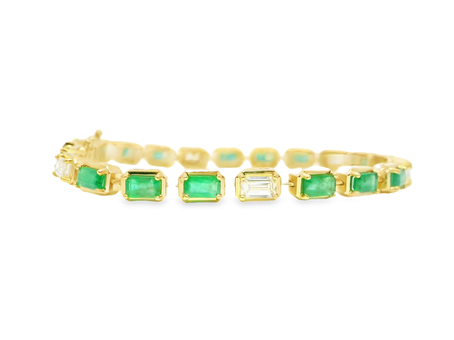 1.85CT Lab Diamond 4.25CT Emerald Cut 14K Yellow Gold Bracelet