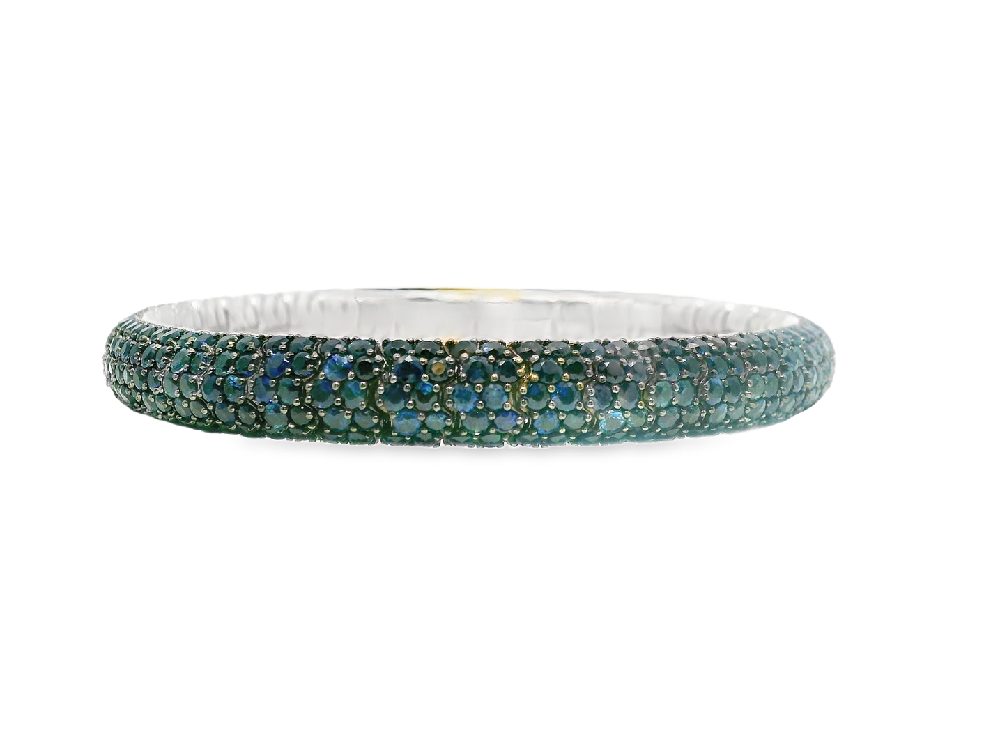 18.30CT Blue Sapphire 14k White Gold Bangle