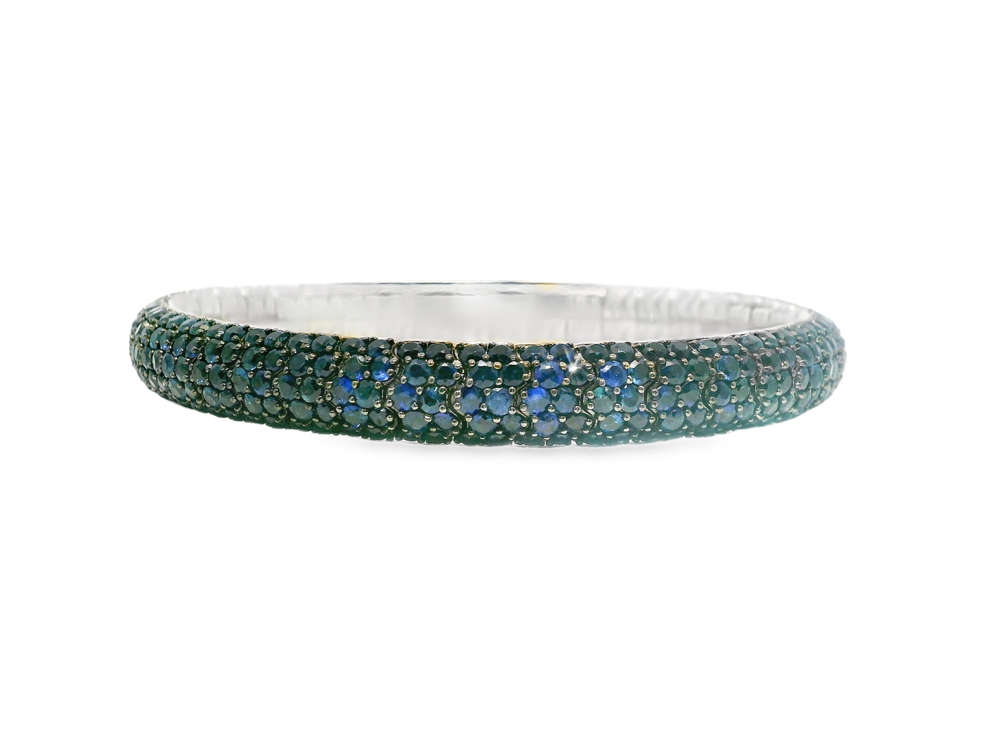 18.30CT Blue Sapphire 14k White Gold Bangle