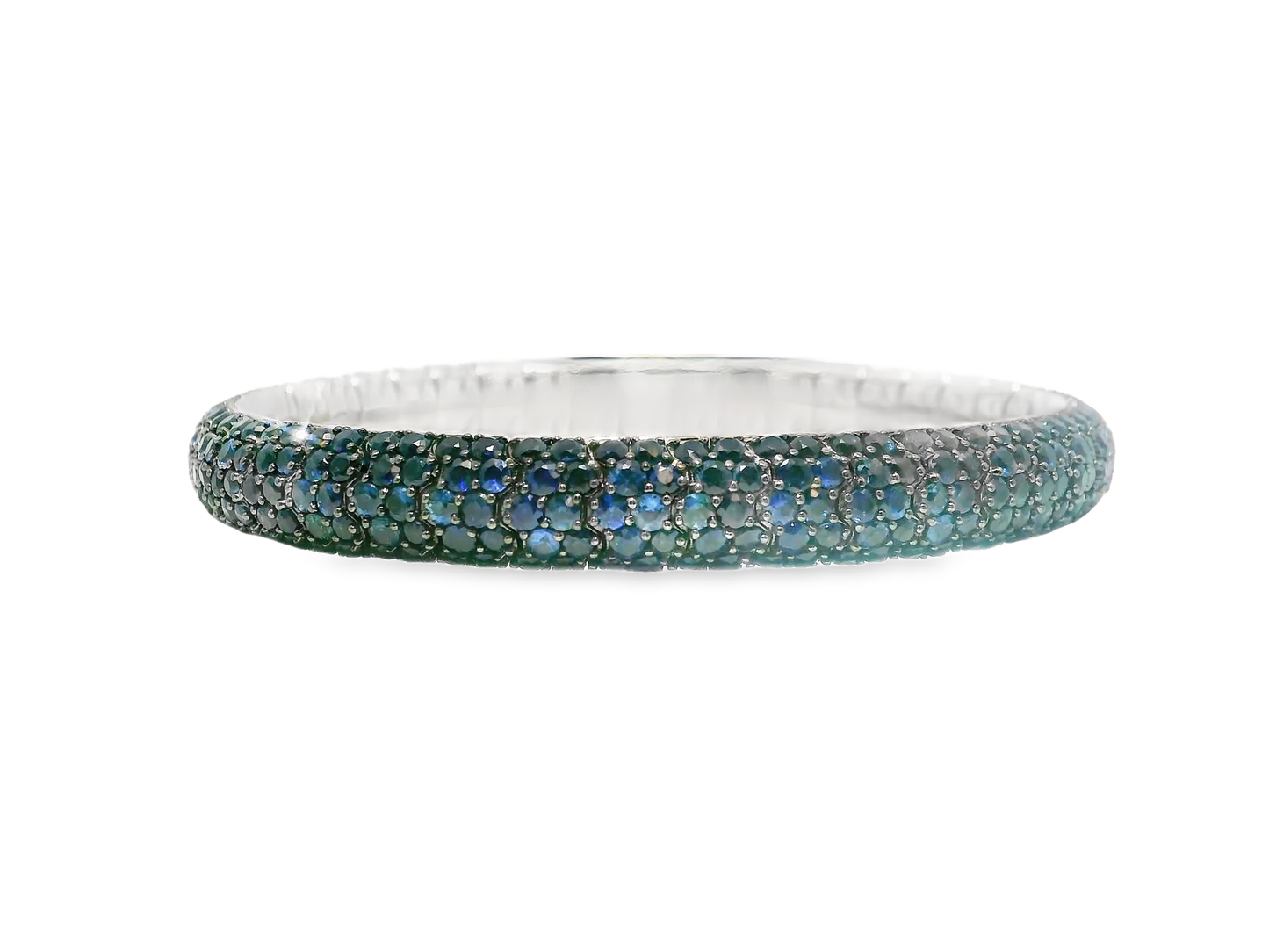 18.30CT Blue Sapphire 14k White Gold Bangle