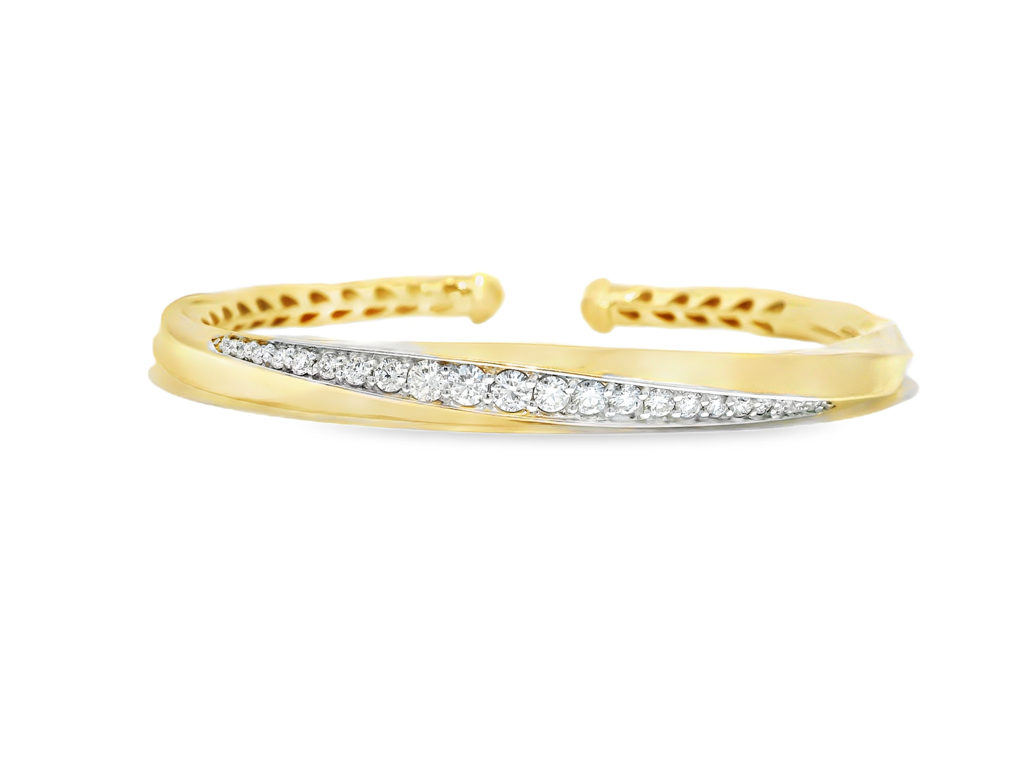0.86CT Diamond Bangle 14k Yellow Gold