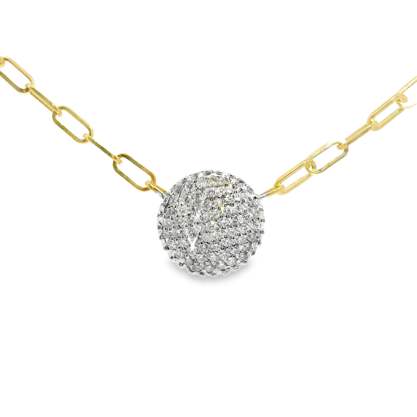 1.05Ct Round Diamond Chain Pendant 14k Yellow Gold