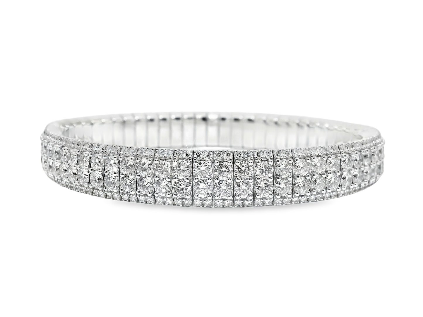 15.68CT Diamond Stretch Bracelet 14K White Gold