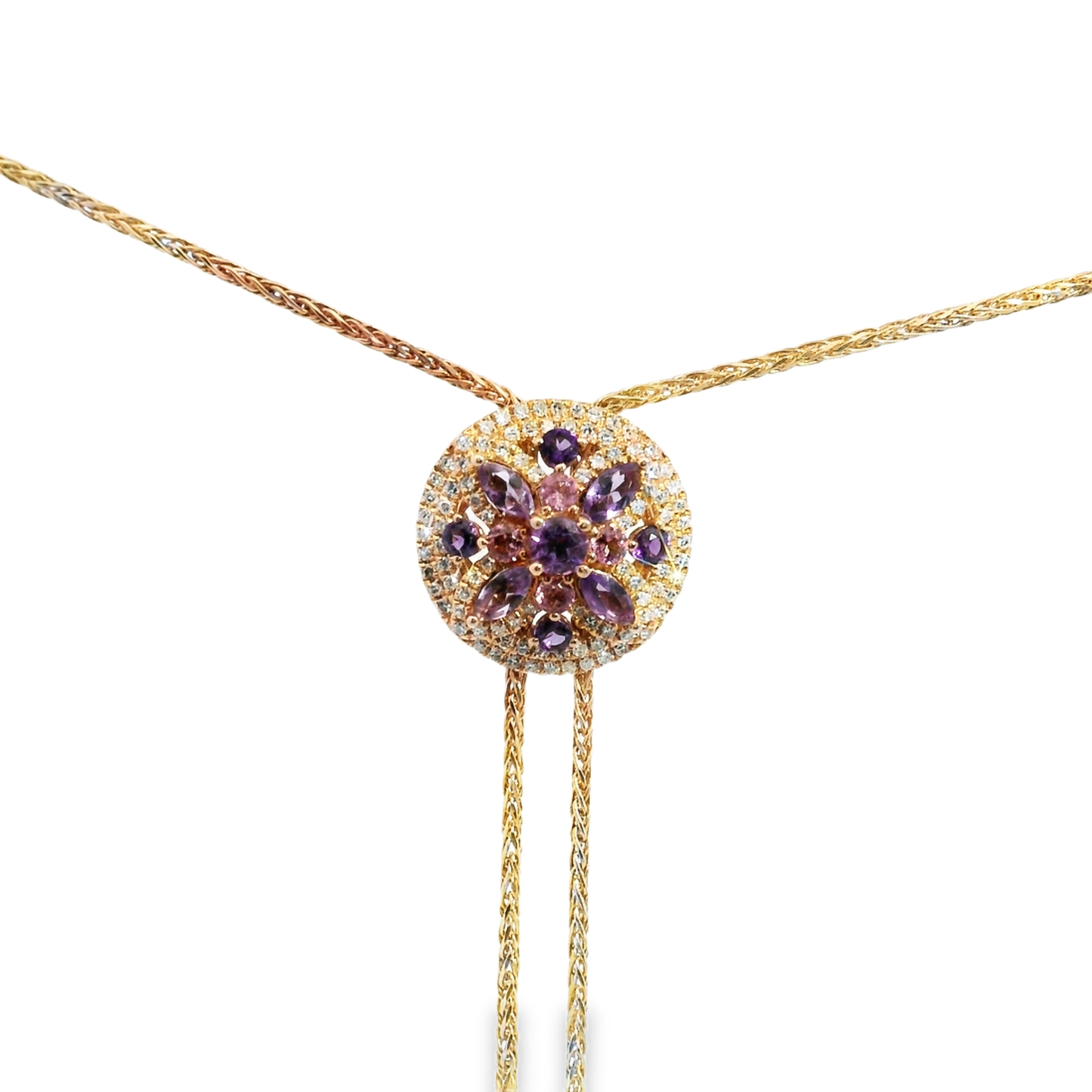 0.88CT Diamond and 0.62CT Multi Sapphire Pendant 14K Rose Gold