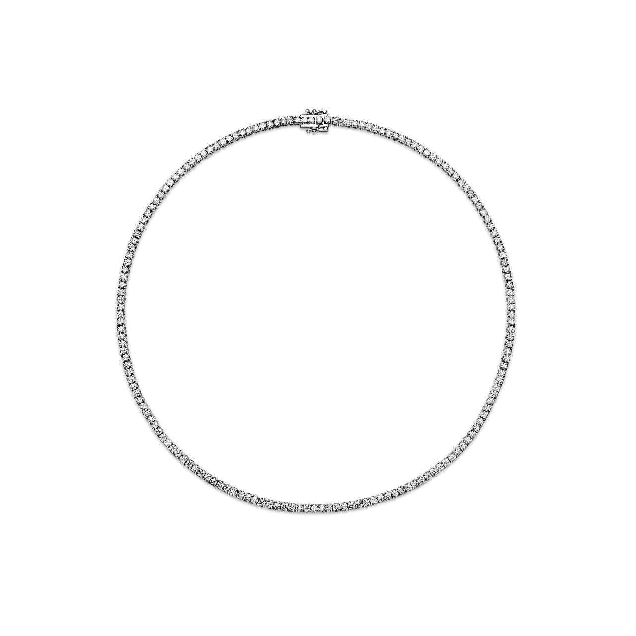 8.05CT 4 Prong Tennis Necklace 14k White Gold