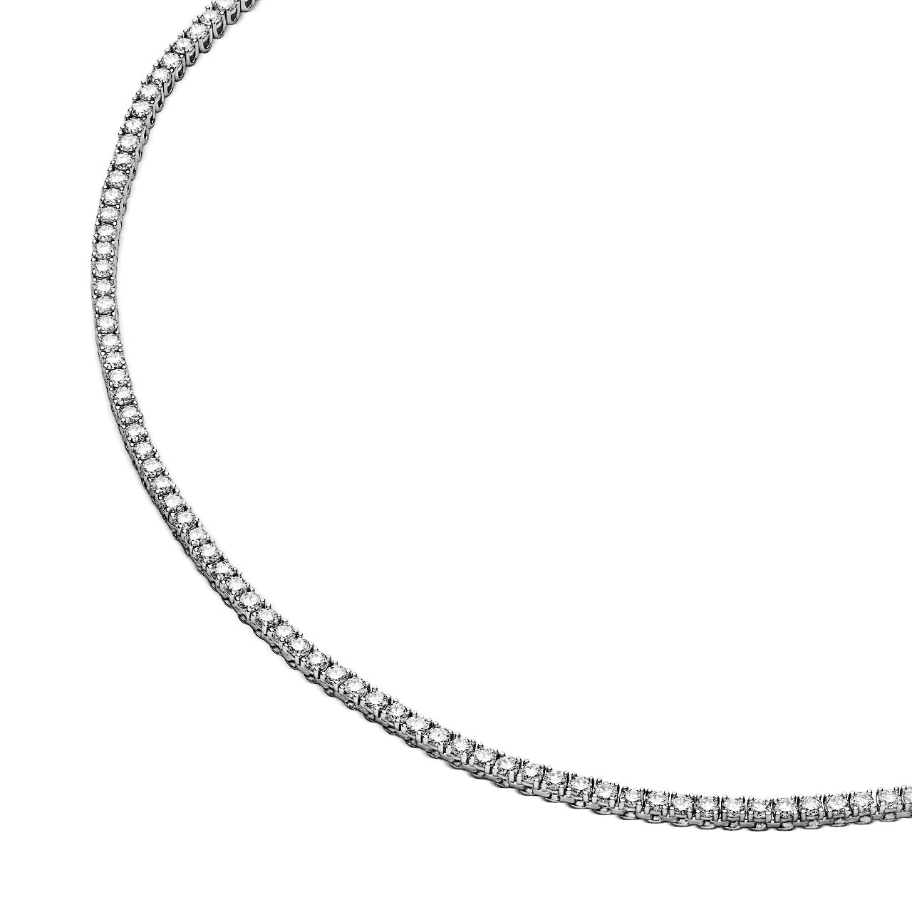 8.05CT 4 Prong Tennis Necklace 14k White Gold