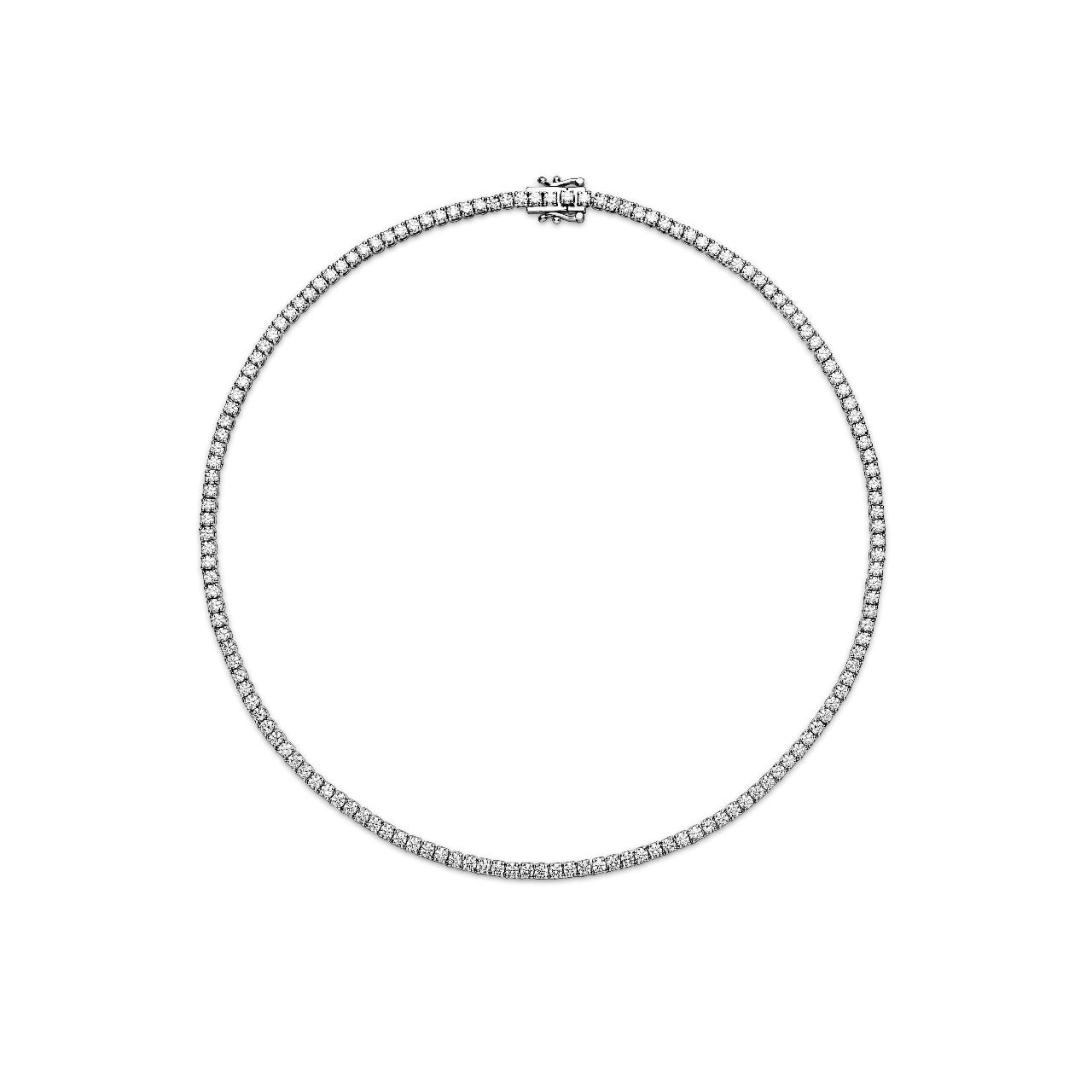 6.13CT 4 Prong Diamond Tennis Necklace 14k White Gold