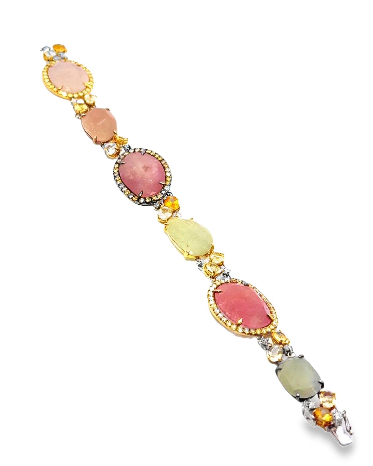 1.75CT Diamond with Mixed Sapphire 18k Yellow Gold Bracelet