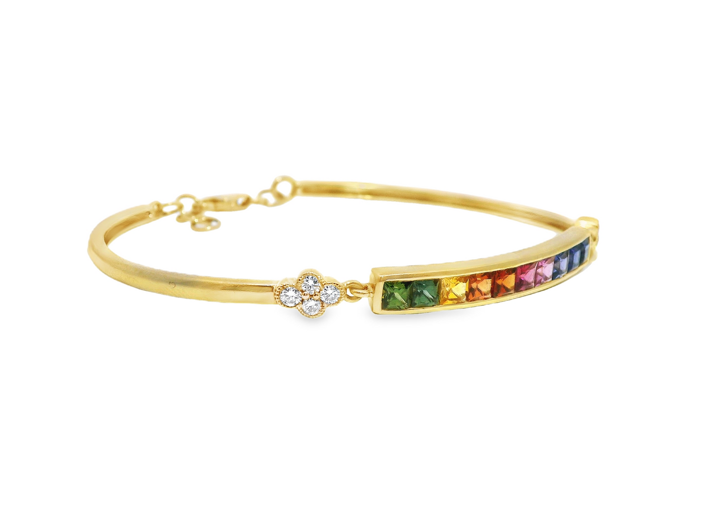 0.27CT Diamond & 2.18CT Mixed Sapphire Bracelet 14k Gold