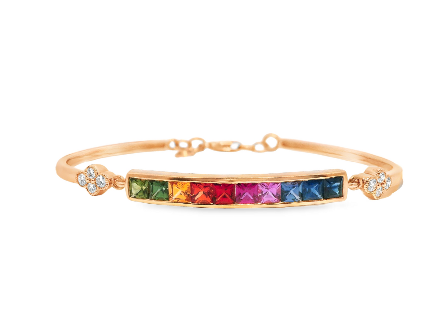0.27CT Diamond & 2.18CT Mixed Sapphire Bracelet 14k Gold