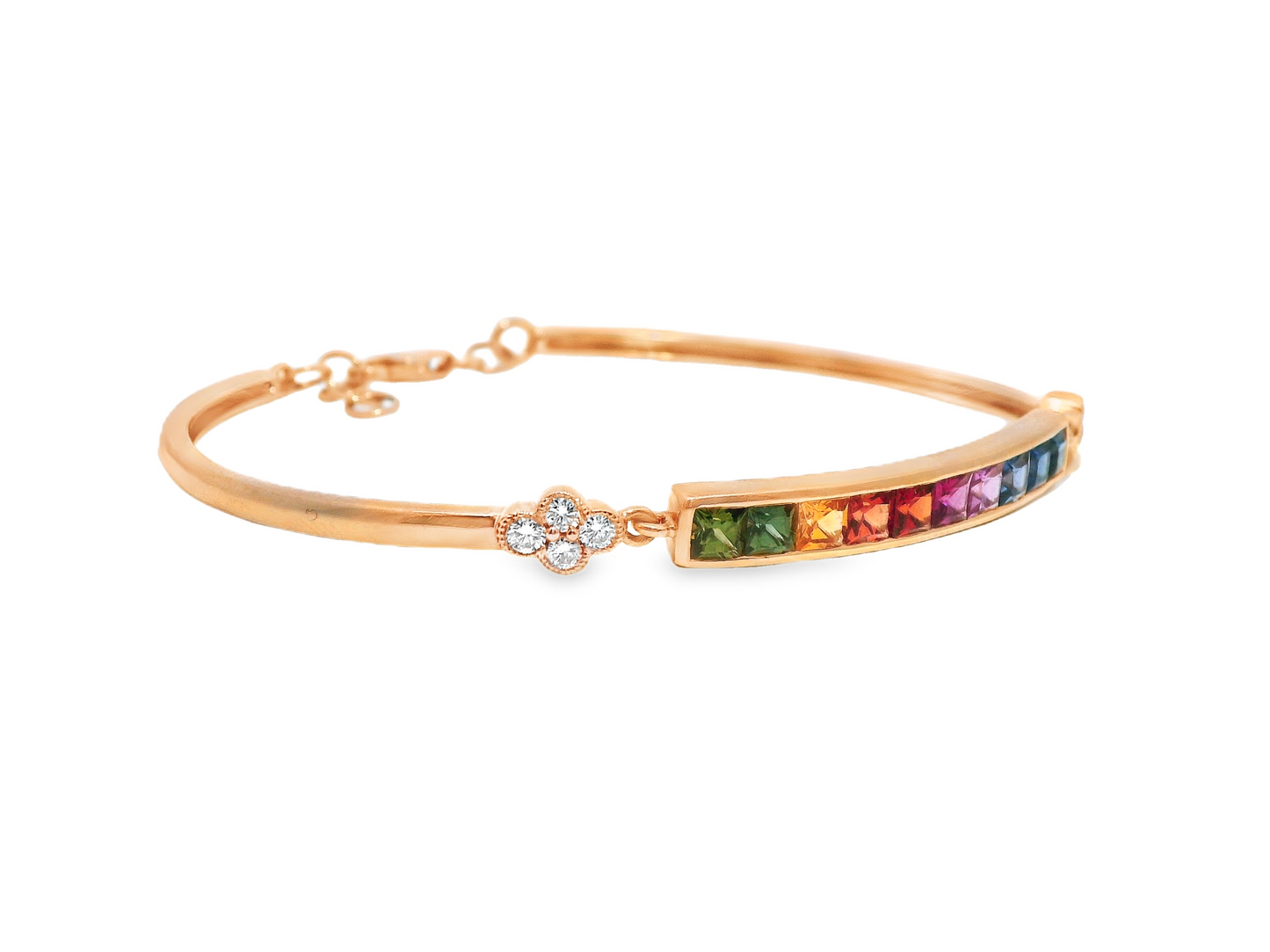 0.27CT Diamond & 2.18CT Mixed Sapphire Bracelet 14k Gold