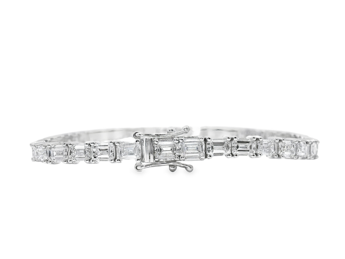 10.68CT Emerald Cut Lab Diamond Bracelet 14K White